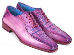 Paul Parkman Purple Genuine Croco Textured Leather Bicycle Toe Oxford Dress Shoes 94-277