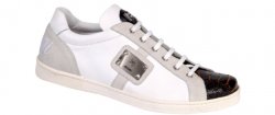 Mauri 8870 White / Brown Genuine Ostrich Sneakers With Metal Mauri Batch
