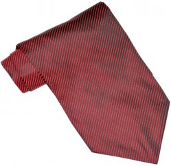 Steven Land Black/Red Diagonal Striped Design 100% Knitted Woven Silk Ascot/Hanky Set