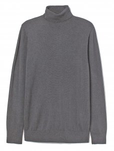 Bagazio Silver Grey Cotton Blend Modern Fit Turtleneck Sweater Shirt BM2102