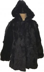 Winter Fur Kids' Black Genuine Rex Rabbit Stroller With Hood K08Q02BK.