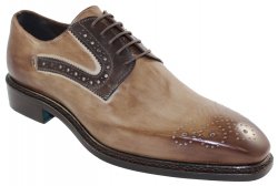 Emilio Franco "EF5177" Taupe / Dark Brown Genuine Calf Perforated Toe Shoes
