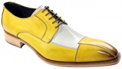 Duca Di Matiste "Torino" Yellow Combination Genuine Calfskin Lace-up Shoes.