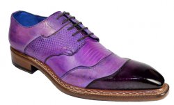 Emilio Franco "Martino" Purple Combination Genuine Calfskin Oxford Shoes.