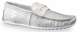 Mauri "3408" White Genuine Ostrich Leg / Body Alligator Loafer Casual Shoes.
