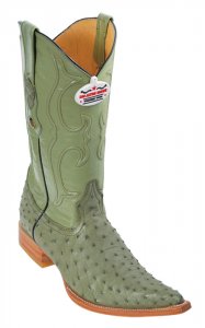 Los Altos Military Green Genuine All-Over Ostrich 3X Toe Cowboy Boots 950348
