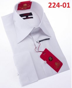 Axxess White Cotton Modern Fit Dress Shirt With French Cuffs 224-01.