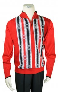 Bagazio Red / Black / White Quarter Zip Pullover Sweater BM2078