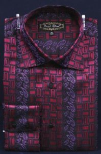 Daniel Ellissa Red Fancy Polyester Shirt With Button Cuff FSS1404