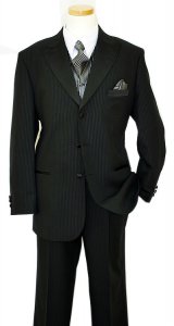 Successos Black Shadow Pinstripes Tuxedo Vested Suit BPVT9161-6