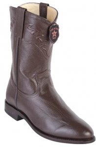 Los Altos Brown Genuine Elk Leather Round Roper Toe Cowboy Boots 805107