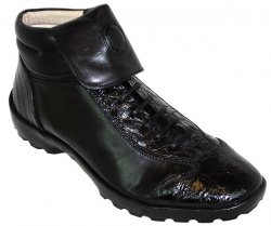 Mezlan Black Genuine Crocodile Hightop Casual Sneakers 1776-C