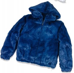 Winter Fur Royal Blue Full Skin Rabbit Jacket With Detachable Hood M05R02RB