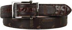 Mauri "0100/35" Sport Rust / Brown Genuine Baby Crocodile Belt With Mauri Laser Print