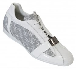 Mauri 8865 White Genuine Patent Leather / Baby Crocodile / Nappa / Fabric Double M Acre Raindrops Sneakers