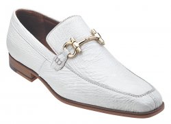 Belvedere "Luna" White All-Over Genuine Shark Loafer Shoes With Bracelets 3P5