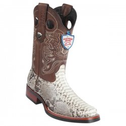 Wild West Natural Genuine Python Rubber Sole Square Toe Cowboy Boots 28195749