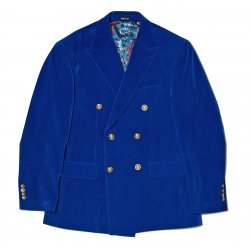 Inserch Royal Blue Velvet Double Breasted Classic Fit Blazer BL502