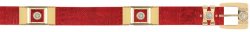 Los Altos Red All-Over Genuine Ostrich Leg Diamond Belt With Gold Brackets C190512