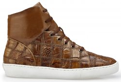 Belvedere "Vero" Honey Genuine Crocodile Patchwork Casual Sneakers Y01.