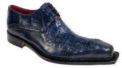 Fennix Italy "Finley" Navy Genuine Alligator / Calf Oxford Shoes.