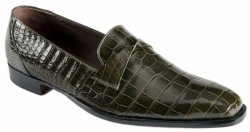Mauri 3027 Olive Genuine Baby Alligator Loafer Shoes.