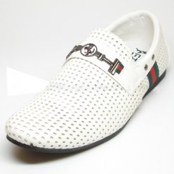 Fiesso White Leather Casual Loafer Shoes With Bracelet FI2144