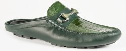 Mauri "3428" Forest Green Genuine Nappa / Ostrich Leg Half Shoes.