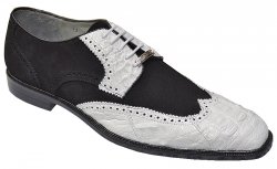 Belvedere "Pergola" Black / White Genuine Crocodile / Suede Shoes # 1452