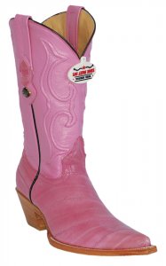 Los Altos Ladies Pink Genuine Eel 3X-Toe Cowgirl Boots 350825