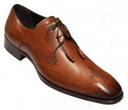 Mezlan "Harper" Cognac Calfskin Oxford Shoes With Medallion Toe 15070