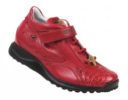 Mauri 8931 Red Genuine Alligator / Nappa Boots With Eyes, Monk Strapes, Mauri Gold Alligator Head