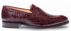 Mezlan "Bixby" Brown Genuine Crocodile Penny Loafer Shoes 4366-C.