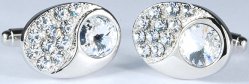 Fratello Silver Plated Oval Cufflinks Set With Rhinestones 20691