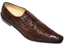 Belvedere "Monza" Dark Taupe All-Over Genuine Ostrich Quill Shoes