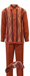 Silversilk Rust / Beige / Dark Brown Button Up Knitted Front Outfit / Ivy Cap 5396