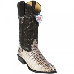 Wild West Natural Genuine Caiman Tail J Toe Cowboy Boots 2990149