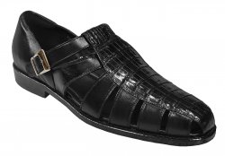Belvedere "Fabrizio II" Black Genuine Crocodile / Calf Sandals 903