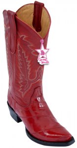 Los Altos Ladies Red Genuine Eel Snip Toe Cowgirl Boots 340812