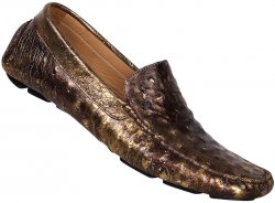 Mauri "9178" Gold / Brown Genuine Ostrich Shoes