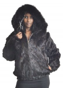 Winter Fur Ladies Brown Genuine Mink Fur Jacket With Fox Trimmed Detachable Hood W03S04BR
