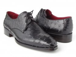 Paul Parkman 33B76 Black Genuine Ostrich Derby Shoes