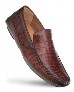 Mezlan "RX7347-F" Sport Genuine Crocodile / Calf-Skin Leather Driver Moccasin Loafer Shoes.