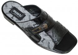 Mauri "1244/1" Black / Grey Genuine Ostrich With Fabric Sandals