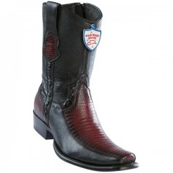 Wild West Faded Burgundy Genuine Teju Lizard With Deer Dubai Toe Cowboy Boots 279BF0743