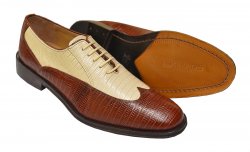 Giorgio Brutini "Melby" Mid Brown / Bone Wing Tip Genuine Leather Lizard Print Shoes 210074-9