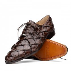 Marco Di Milano "Criss" Brown Fully Wrapped Genuine Pirarucu Dress Shoes