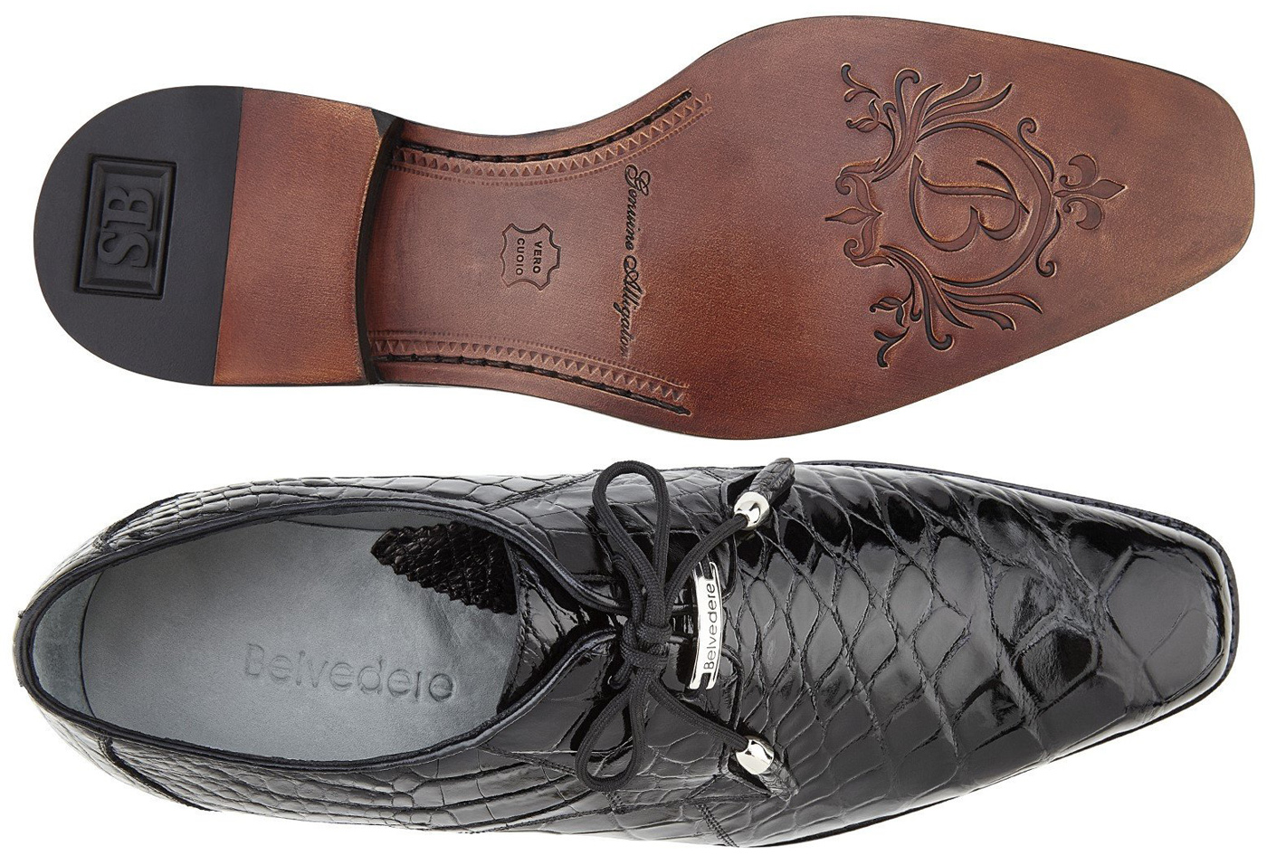 Belvedere Lago Black All-Over Genuine Alligator Shoes 14010. - $839.90 ...