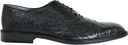 Belvedere Onesto II Black Ostrich / Crocodile Shoe - side