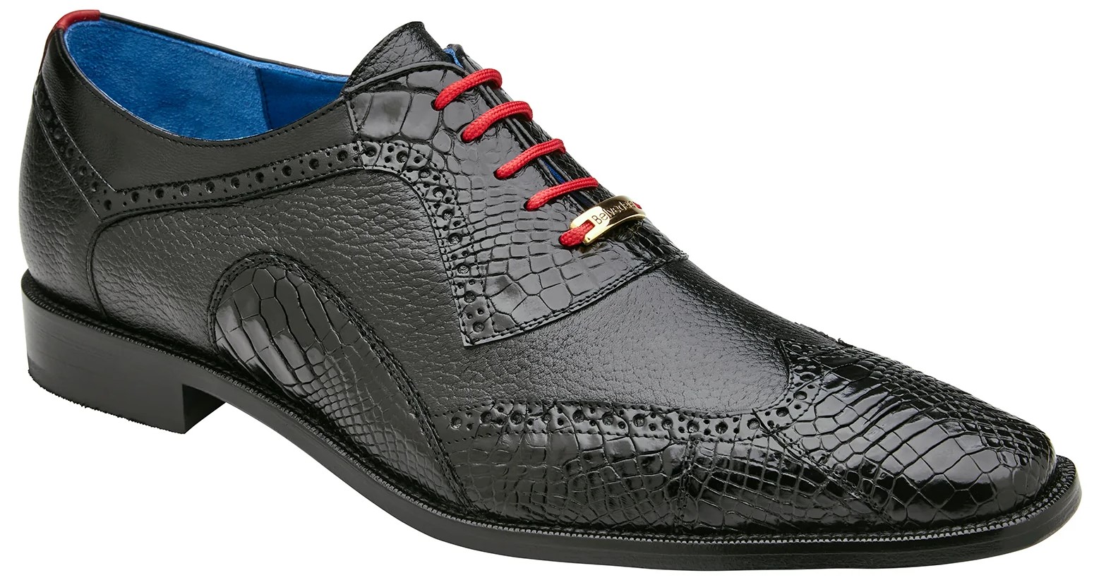Belvedere "Roberto" Black Genuine American Alligator / Calf Wingtip Oxford Shoes B16.